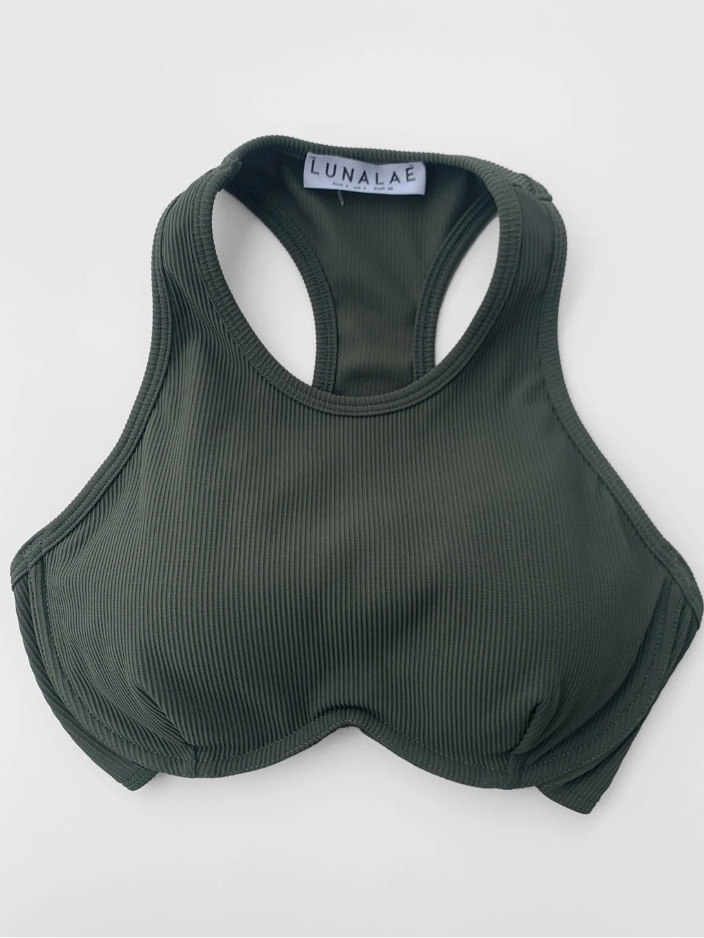 Lunalae Zoey Ribbed Underwire Crop Top - Olive